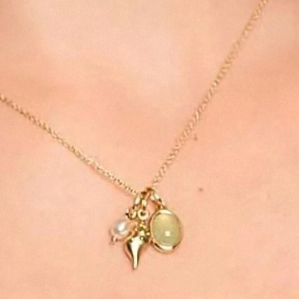2 FOR $10/Tarnish Proof Gold necklace WATERPROOF green shell conch pearl - Picture 5 of 8